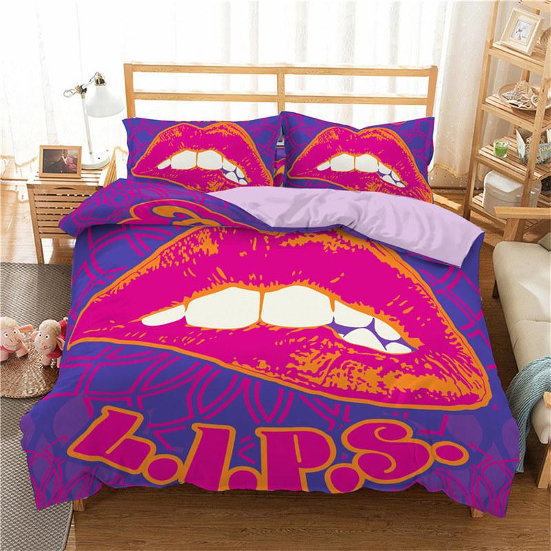3D Print Duvet Cover King Size Love Bedding Set Lips Kissing Pattern Comforter Cover Bedding Decorative For Women Girls Lovers