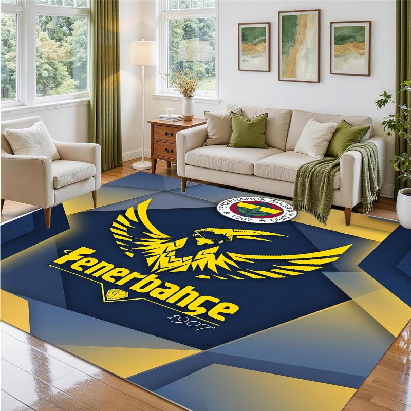 Fenerbahçe FC Design Crystal Velvet Rug Soft Decorative Mat for Bedroom Entrance