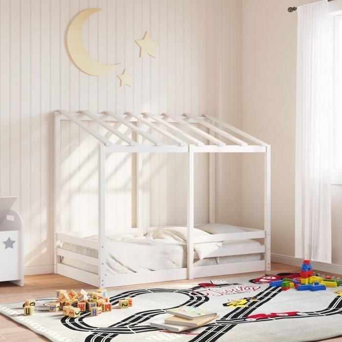 VidaXL Children's Bed with White Roof 80x160 Cm Solid Pine Wood, Children's Bed Frame, Wooden Children's Bed, 847013