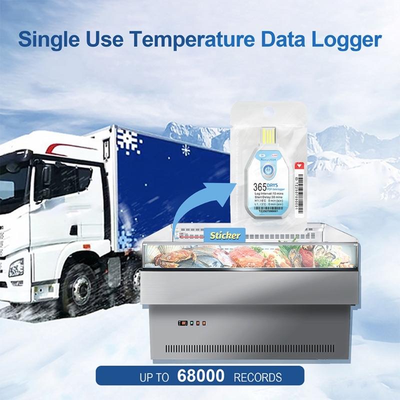 Disposable Thermometers Logger With 68000 Large Memory Capacity 365Days Single Use Temperature Data Logger