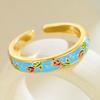 Fashion Colorful Enamel Open Ring Unique Sweet Vintage Geometric Ring Flower Copper Adjustable Tulip Ring Parties