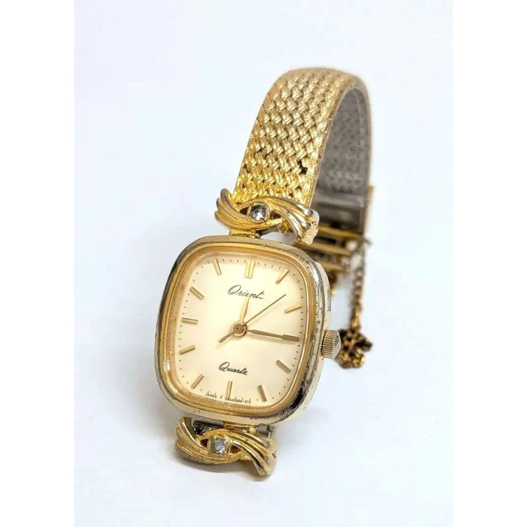 ORIENT Quartz Ladies Watch Gold Square Movable Item