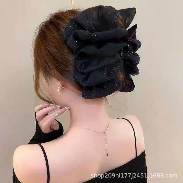 Mehrlagige Schmetterlings-Haarspange für Damen – Elegante Haifisch-Haarspange aus Netzstoff für den Hinterkopf