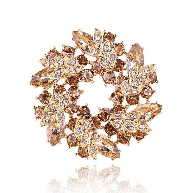 Broches à fleurs en cristal pour femmes, bijoux en strass, broche en tissu pour fête de mariage