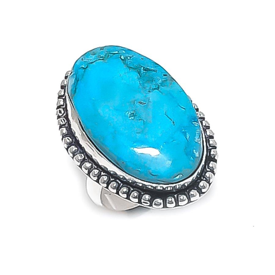Tibetan Turquoise Gemstone 925 Sterling Silver Jewelry Ring Size 7