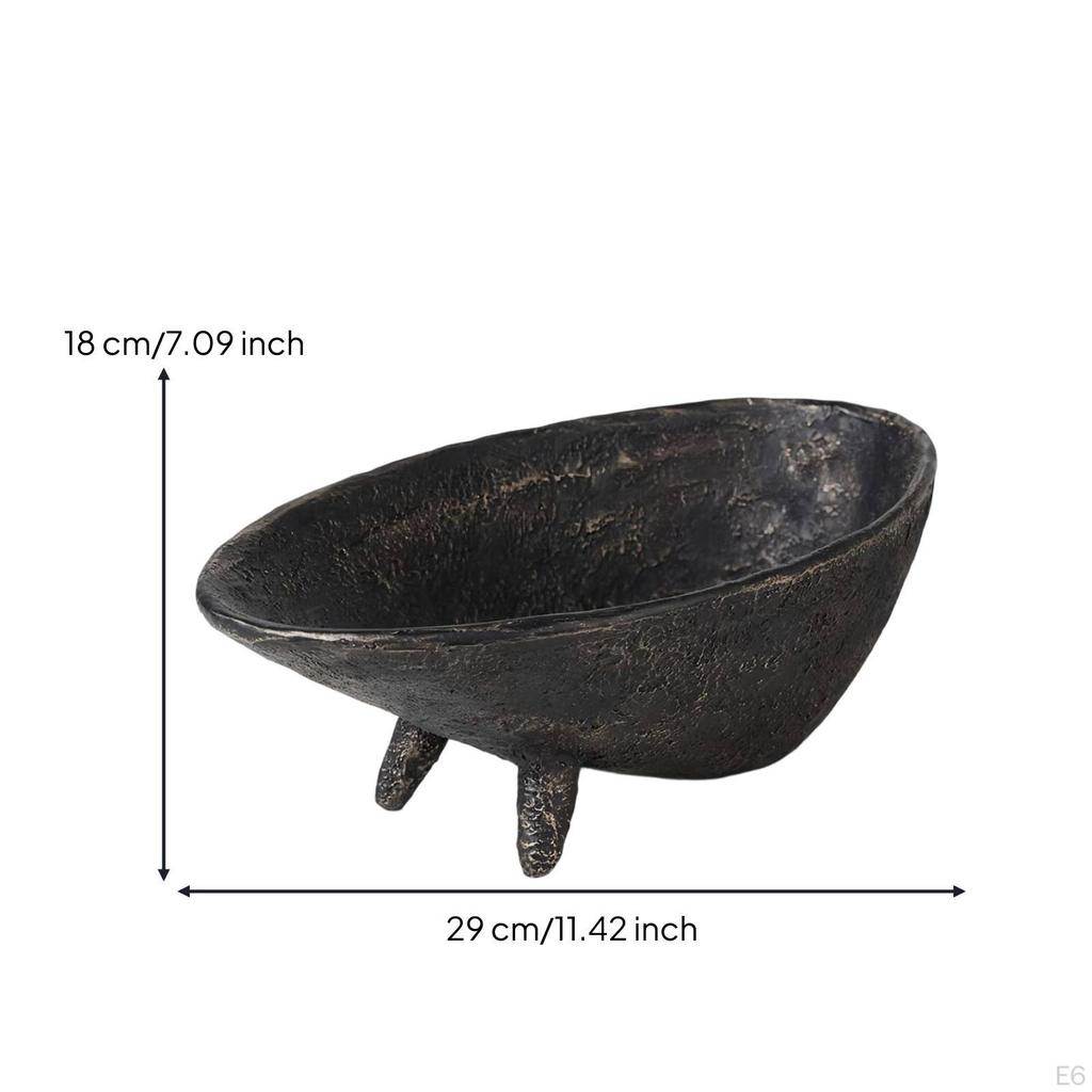 Resin Fruit Bowl Stone-Like Oval Textured for Coffee Table, TV