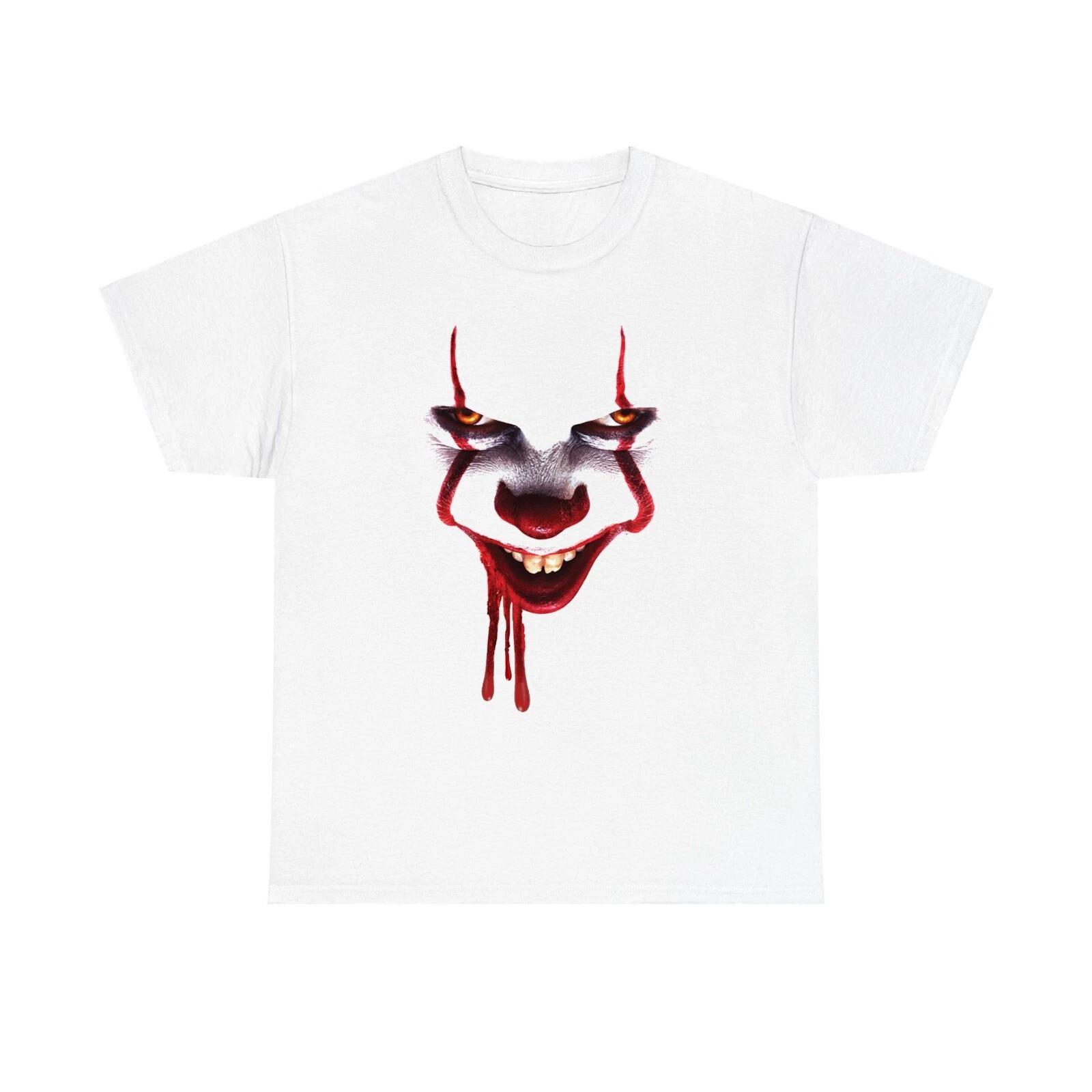 Pennywise Halloween 100% Cotton T-shirt Mens Womens Tees Top, pennywise Scary Face It Clown Unisex Adult and kids S