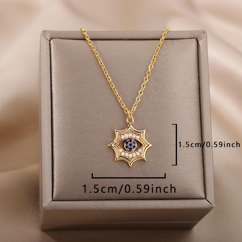 Eye Pendant Necklace for Women Gold Color Stainless Steel Necklaces 2024 Trending Choker Lucky Aesthetic Jewelry