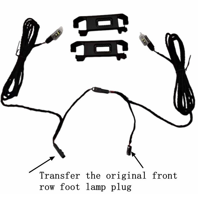 LED Footwell Lighting + Cable Rear set for T-ROC Jetta Polo T-Cross Enyaq 2pcs Car Rear Foot