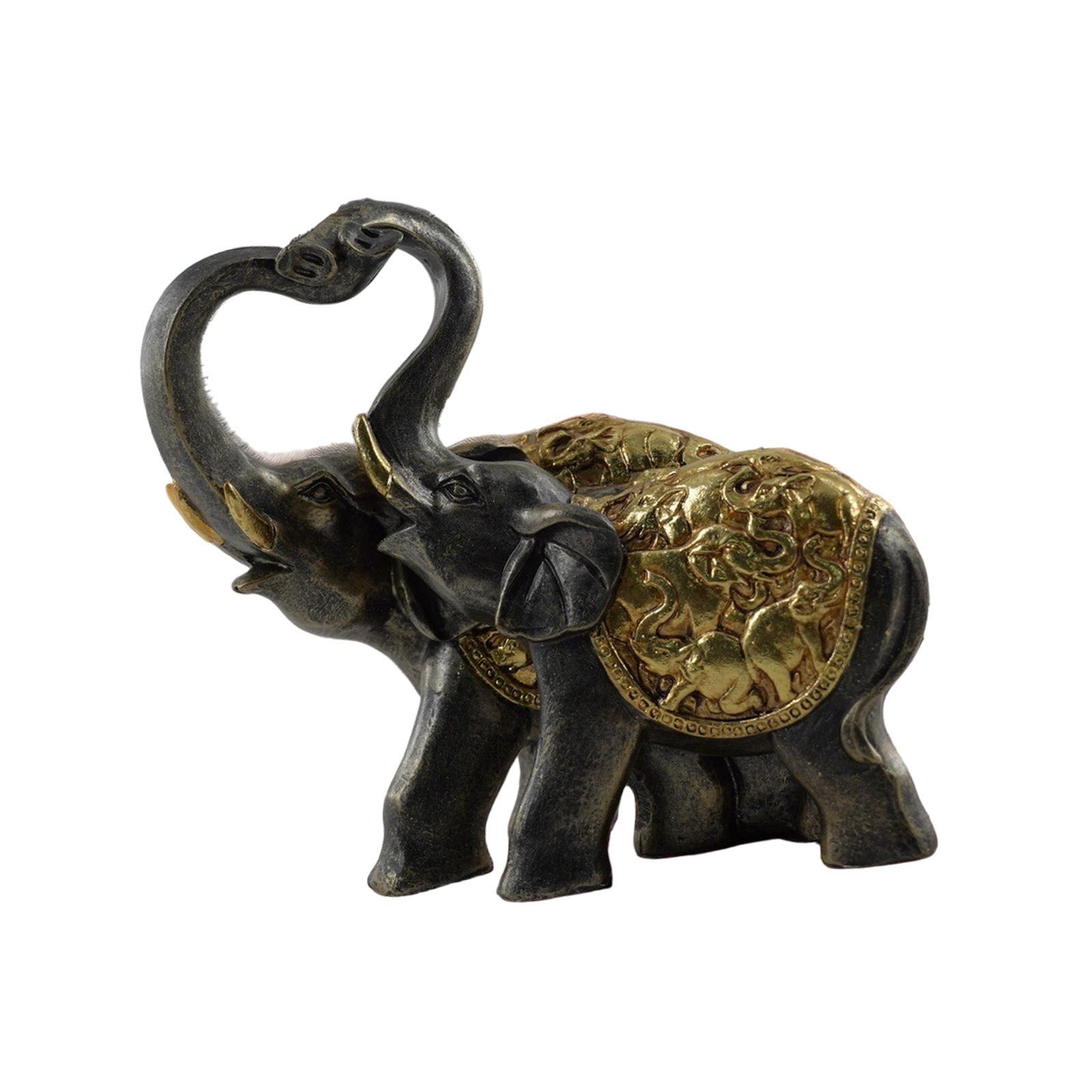 

Статуя пары слонов, современное настольное украшение для спальни, кабинета, офиса золотистый