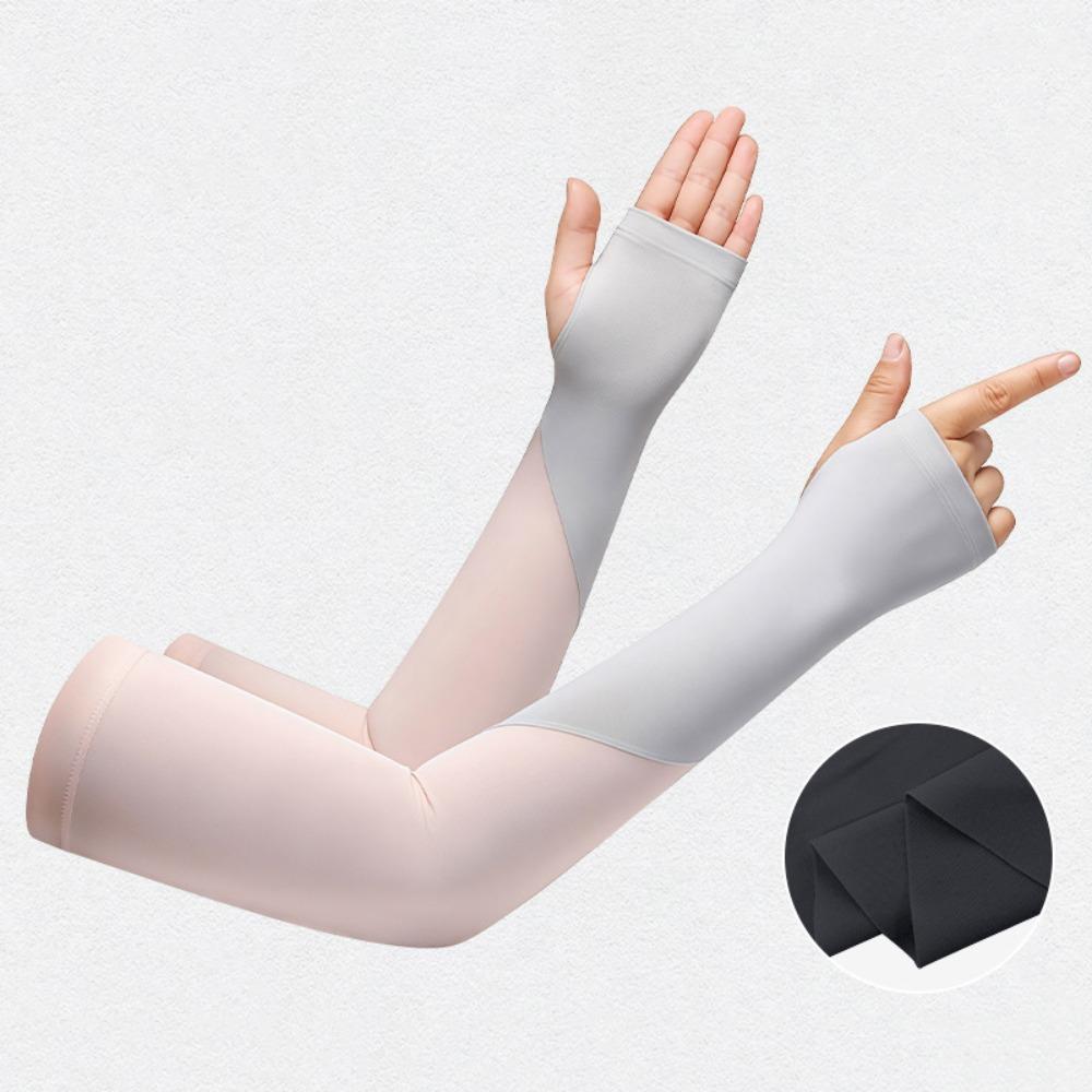Two Fingers with Exposed Half Finger Ice Sleeves Thin Anti-UV Arm Sleeves  Cycling