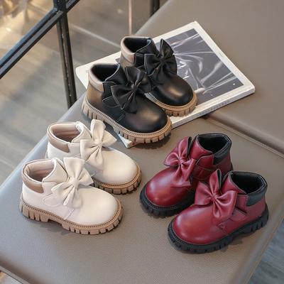 Kleine Mädchen Stiefeletten für Mädchen Knöchelhoch Kinderstiefel mit Schleife Prinzessin Süß Weiche Gummi-Außensohle Rutschfest Mode