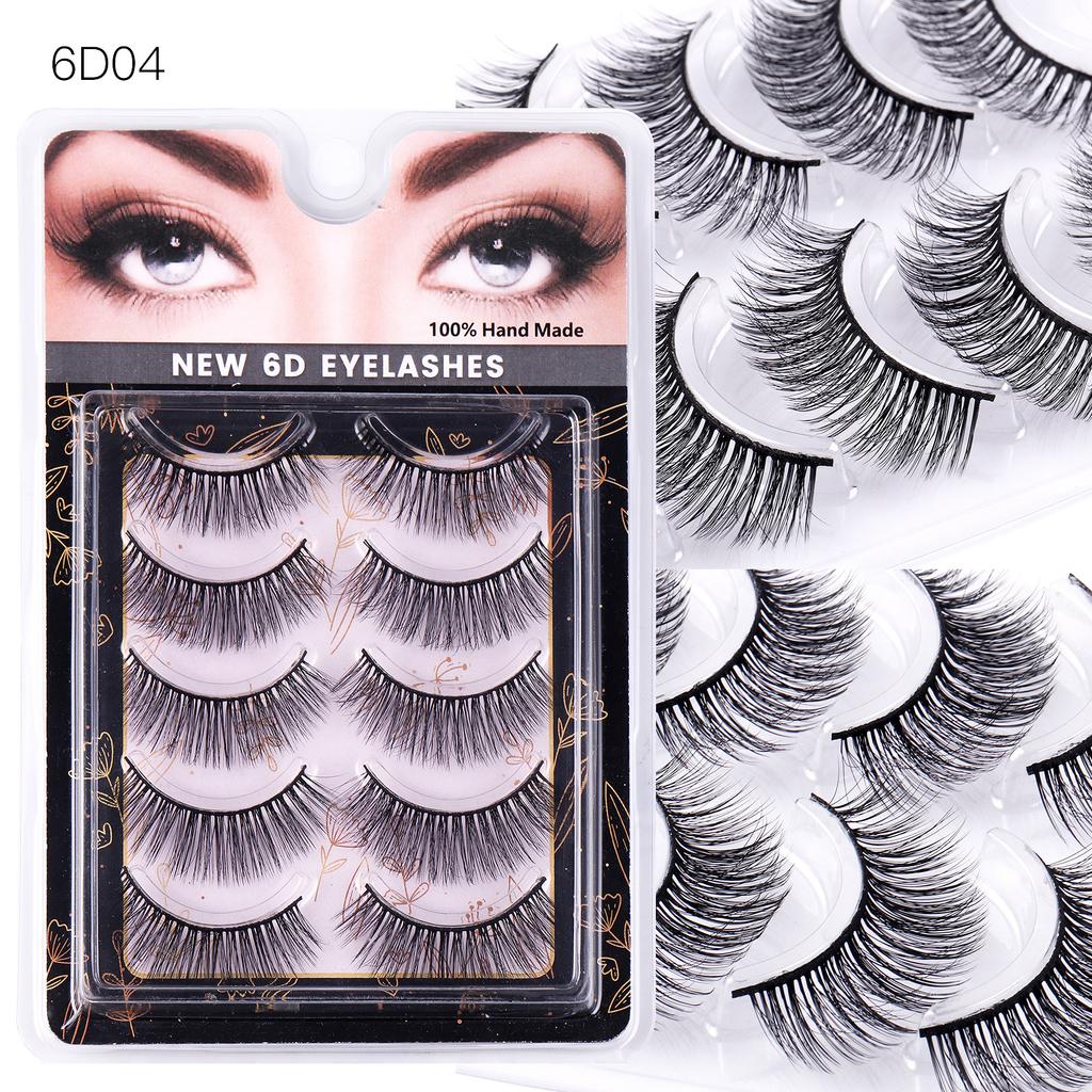 5 Pairs Of Eyelashes 6D Chemical Fiber Three-Dimensional Multi-Layer Crossed False Eyelashes Naturally Curl Eyelashes