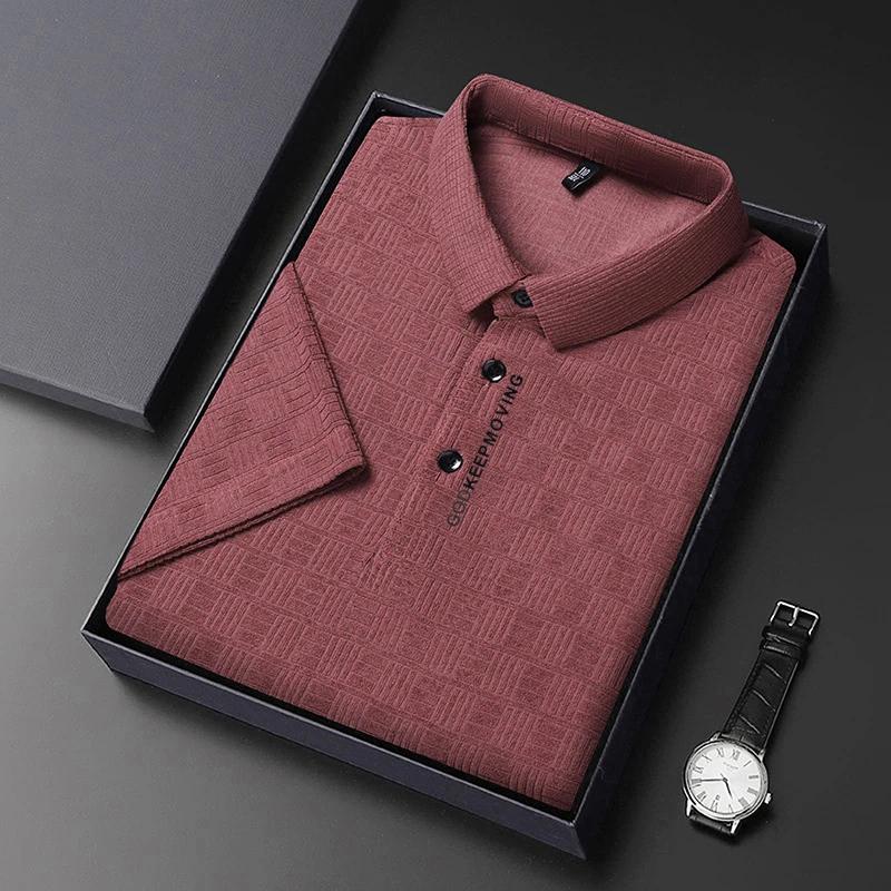 Nová pánská business casual košile s krátkým rukávem s odznakem, jednobarevná polokošile, módní, prodyšná, pohodlná, všestranný top