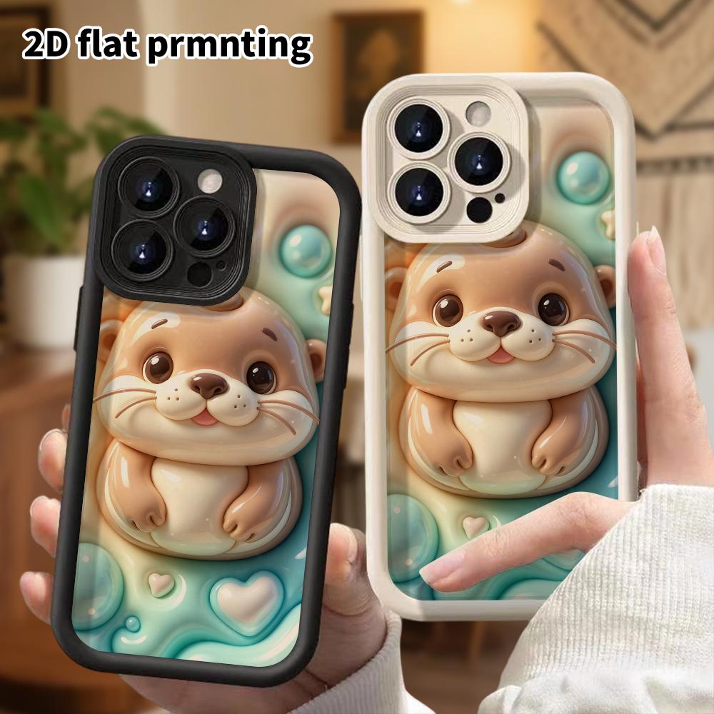Phone case: 2D flat design, suitable for iPhone 18 17 16 15 14 13 Pro protective case, cute soft otter, perfect Christmas and Halloween holiday gift