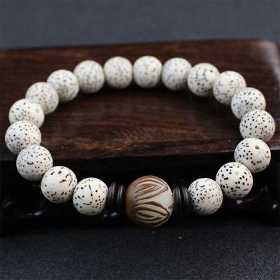 Kreatives 10-mm-Armband aus Kokosnussschale und Lotus-Bodhi-Wurzel mit Shunbai Gaomi-Design mit Stern und Mond für den ersten Monat