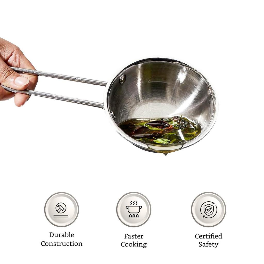 Ergonomic Cool Touch Handle | Three-Layer Durable Construction | Gas Stove & Induction Compatible | Silver | 350 ML