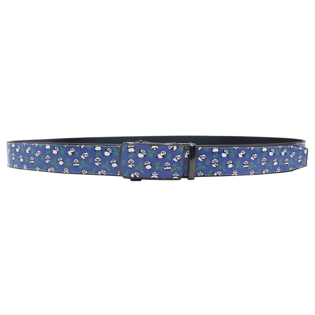 Panda Bamboo Print Graffiti Automatic Buckle Leather Belt