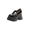 12Cm Ultra-high Heel Round Head Leather Inner Height-increasing Loafers 2025 New Waterproof Platform Platform Thick-soled Buckle Lazy Single Shoes