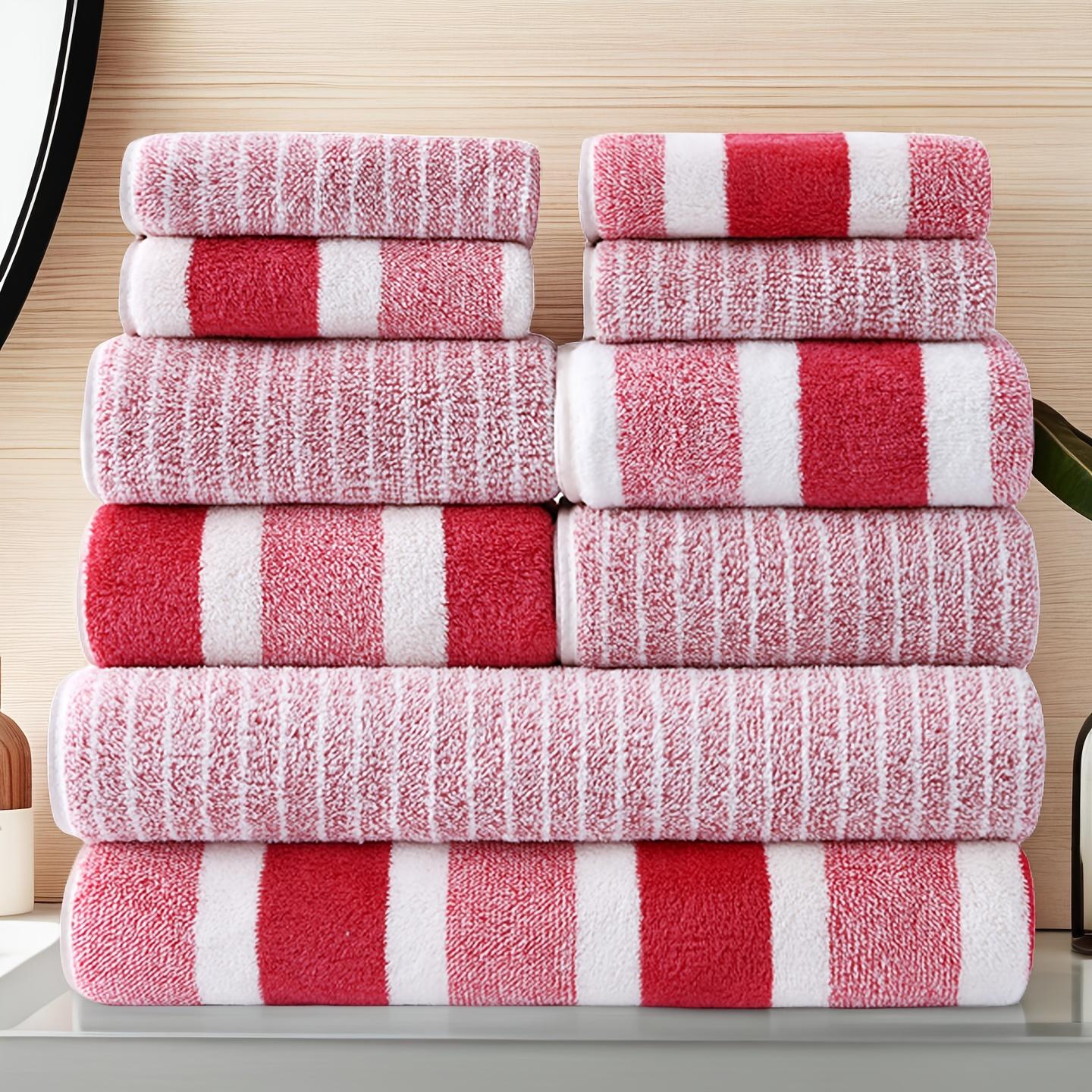 10-Piece Ultra Absorbent Towel Set, Lint-Free & Super Soft Two- 4 Face Towels & 4 Hand Towels, Suitable for Bathroom, Spa & Hotel Use красный