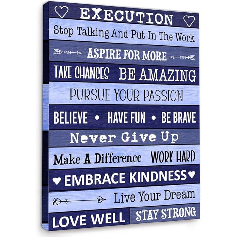 Gwisml Execution Quotes Wall Art,Purple pirational Canvas Frame Paintings For Office Home Workplace Wall Art Decor