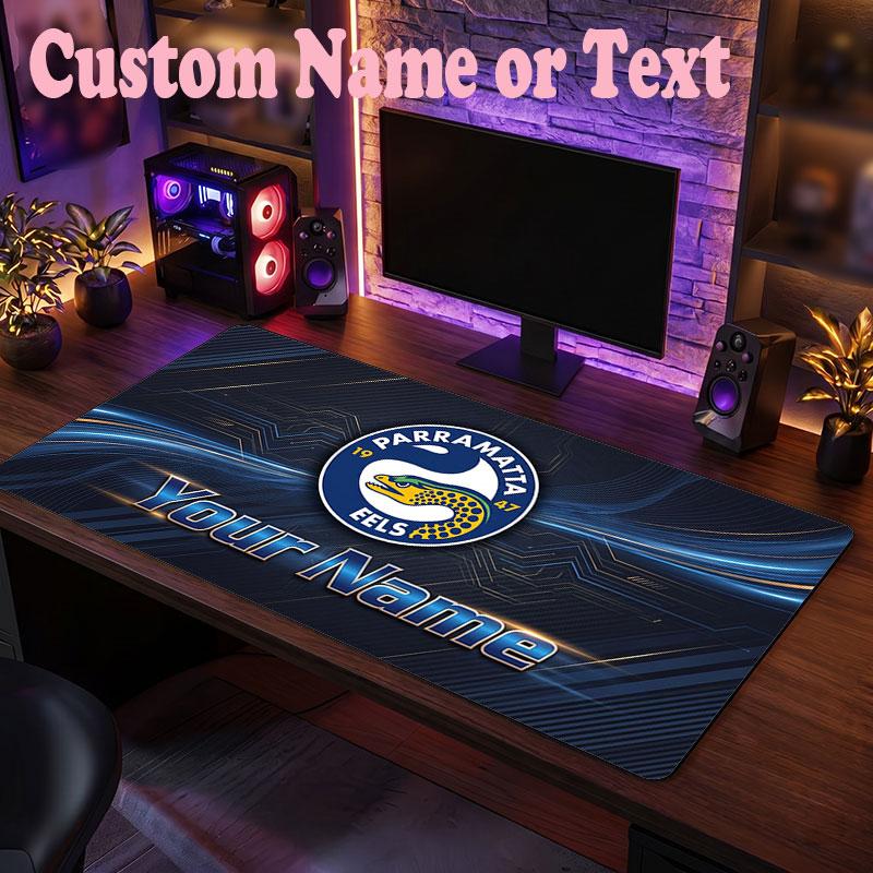 Parramatta Eels Customized Name Text Mouse Pad, Large Desk Mouse Mat Personalized Home Office Present
