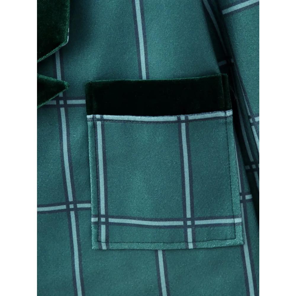 Spring and Autumn New Product Women's Fashion Simple Velvet Splice Embroidered Fabric Patch Long Sleeved Loose Suit Coat