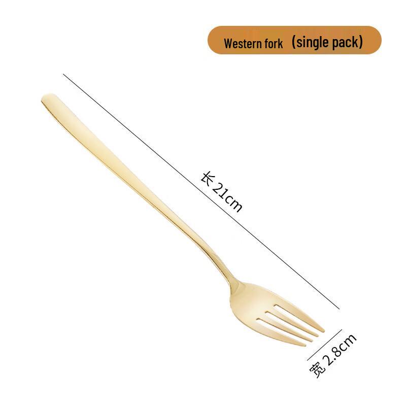 ZISIZ 304 Stainless Steel Gold Long Handle Dinner Fork - Set of 10