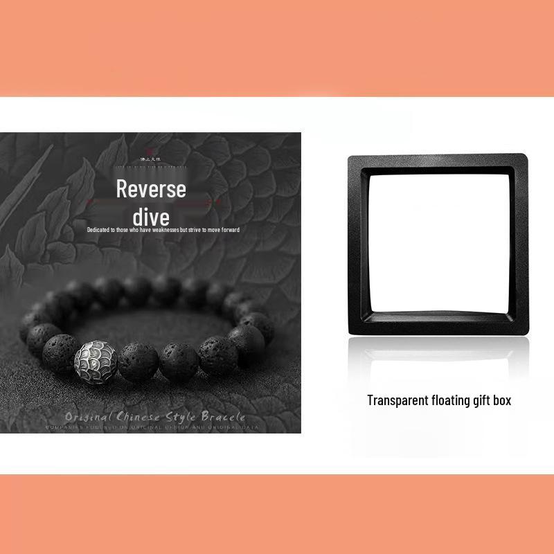 Rogue Handsome Volcanic Obsidian Bracelet: Trendy Adjustable Retro Jewelry for Men & Women.