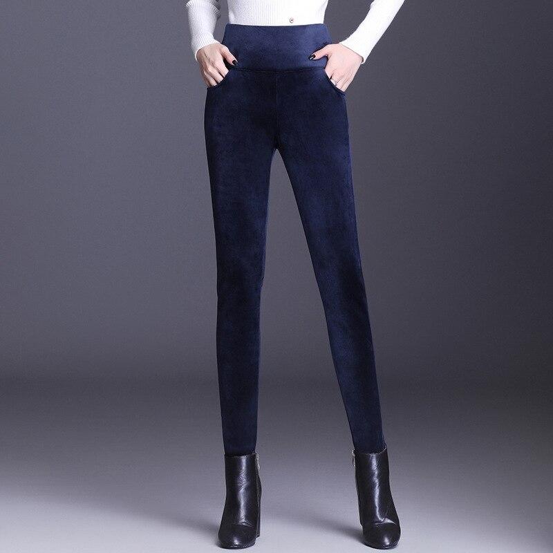 Autumn Winter Skinny Jeans Women High Waist Plus Velvet Stretch Denim Trousers Vintage Korean Patchwork Thick Pencil Pants Warm
