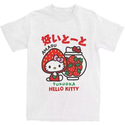 Hello Kitty Fukuoka Amaou Jahoda Limitovaná Edice Vintage Tričko | Unisex Roztomilé Japonské Kreslené Streetwear Tričko