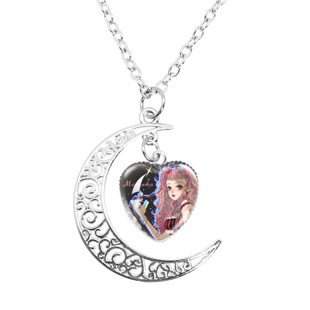 Anime Paradise Kiss Yukari Hayasaka Miwako Sakurada The Moon Necklace Glass Heart Shape Pendant Necklace Jewelry Charm Fans Gift