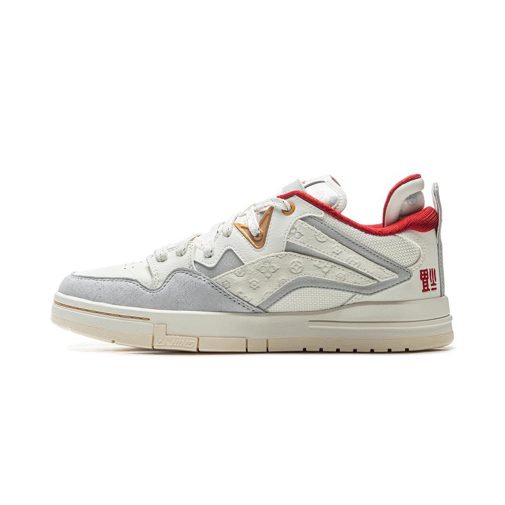 New LiNing Slip-Resistant Cushioning Abrasion-Resistant Low-Top Skateboard Shoes Men's White Gray Red AEPV019-3