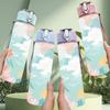 1PC Soft Sky Cloud Pastel Floral Print 750ml Color Plastic Sports Water Bottle Leakproof Flip Straw Lid Suitable for Sports Office Home Use