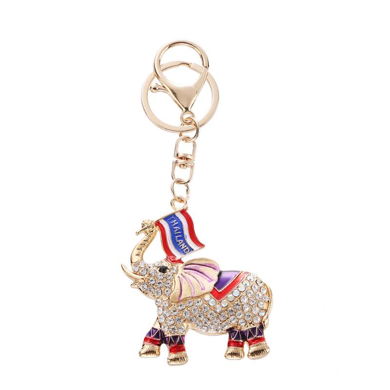 Fashion Rhinestone Elephant Keychains Cute Animal Keyrings Car Key Chain Women Bag Charm Pendant Jewelry