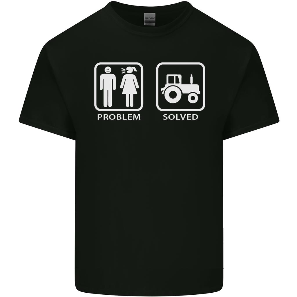 Tractor Problem Solved Driver Farmer Funny Unisexs Light Cotton TShirt