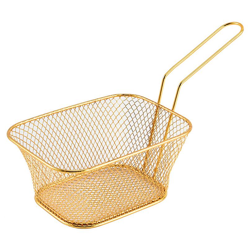 Stainless Steel Frying Basket Multifunctional Mini French Fries Frying Basket Creative Square Oil Separated Frying Basket