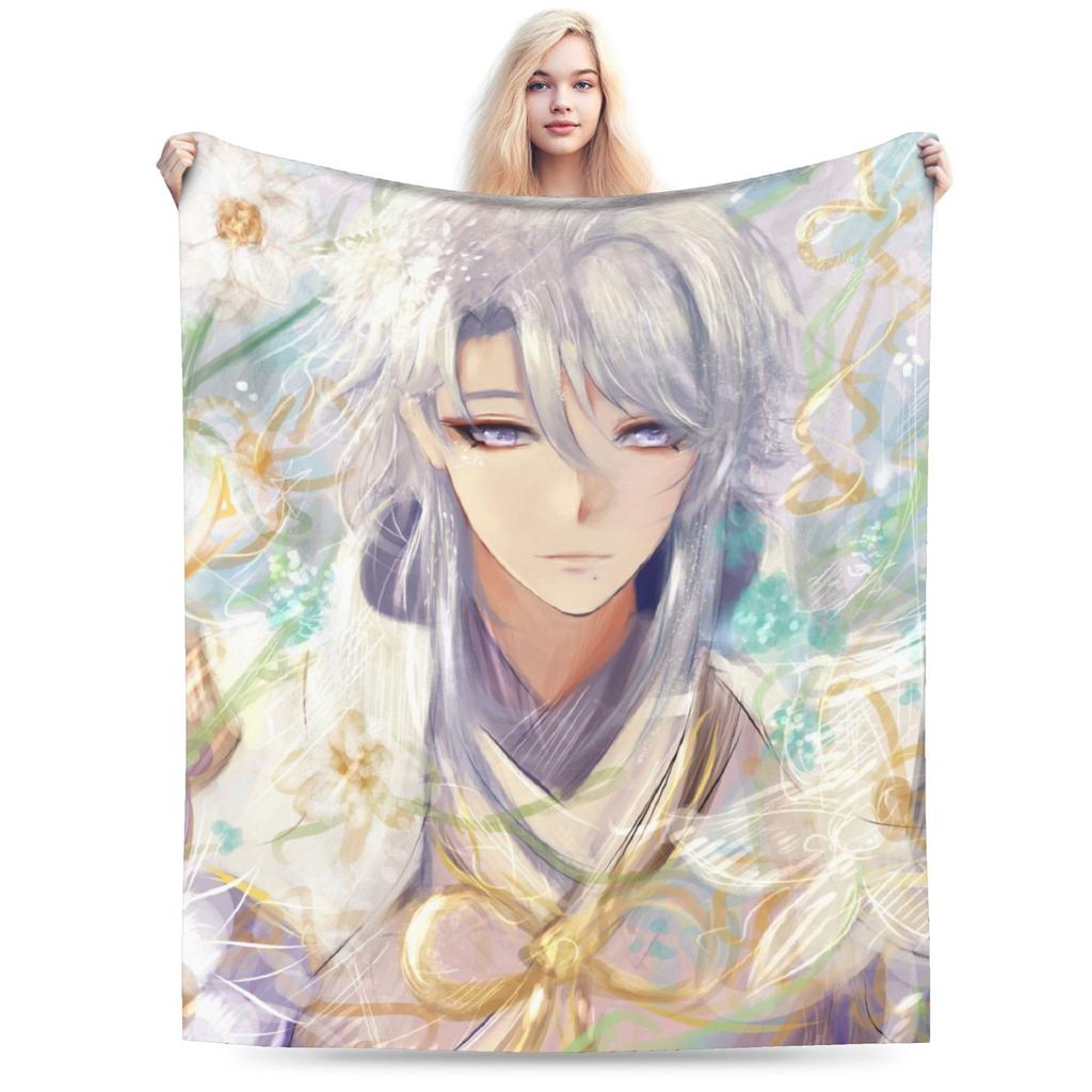 Genshin Impact Venti Blankets Velvet Summer Air Conditioning Barbatos Anime Multi-function Warm Throw Blanket for Bed Car Quilt