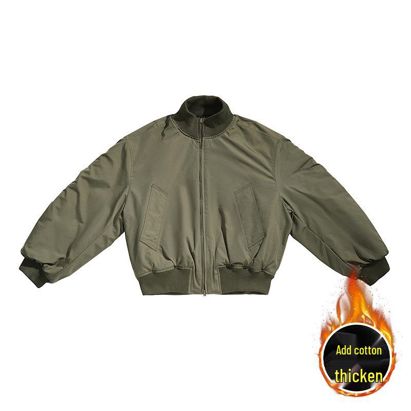 Men's American Style CleanFit Stand Collar Winter Jacket - Thickened, Boxy, Three-Proof Design