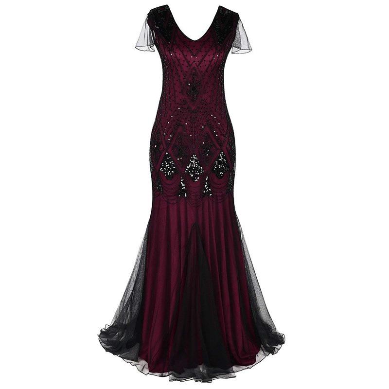 Sequined Dress Retro Dress Plus Size Banquet Party Dress Skirt Female