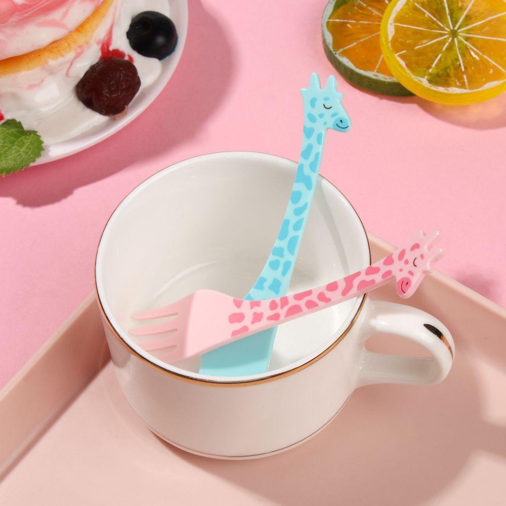 Plastic Children Snack Cake Dessert Fruit Tableware 12 Pcs/Set Cartoon Giraffe
