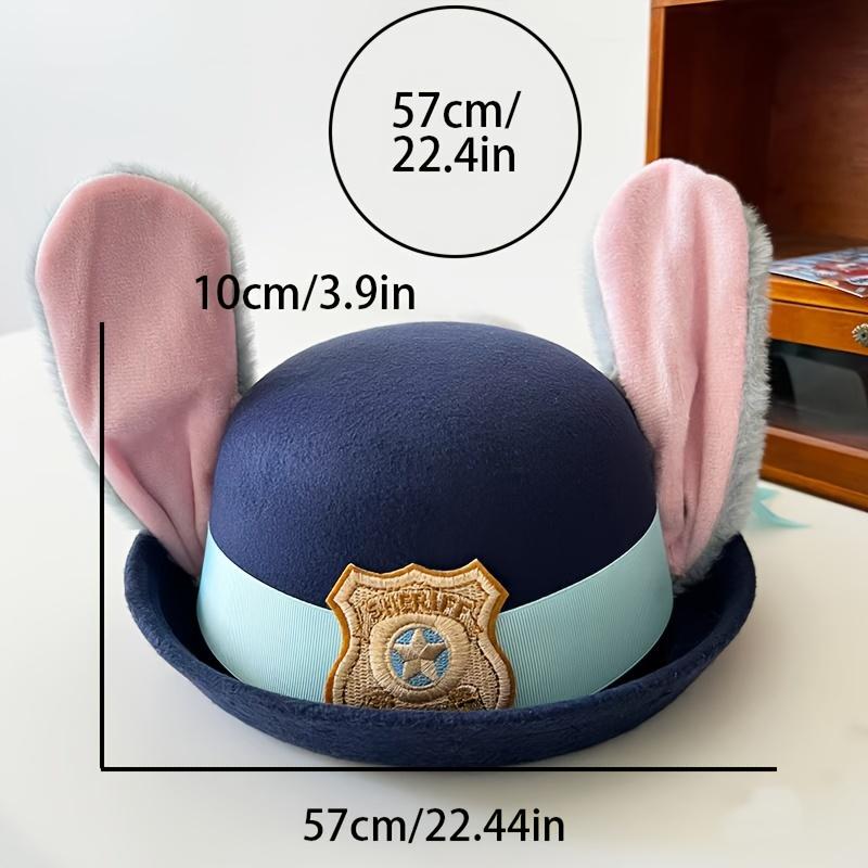 Disney Zootopia Bunny Police Hat Cartoon Top Hat with Bunny Ears Hair Clip Cute Sweet Gift Girl Party Hat