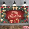 2D Plane Spanish Merry Christmas Banner - Feliz Navidad Party Decoration with Elegant White Cursive Font
