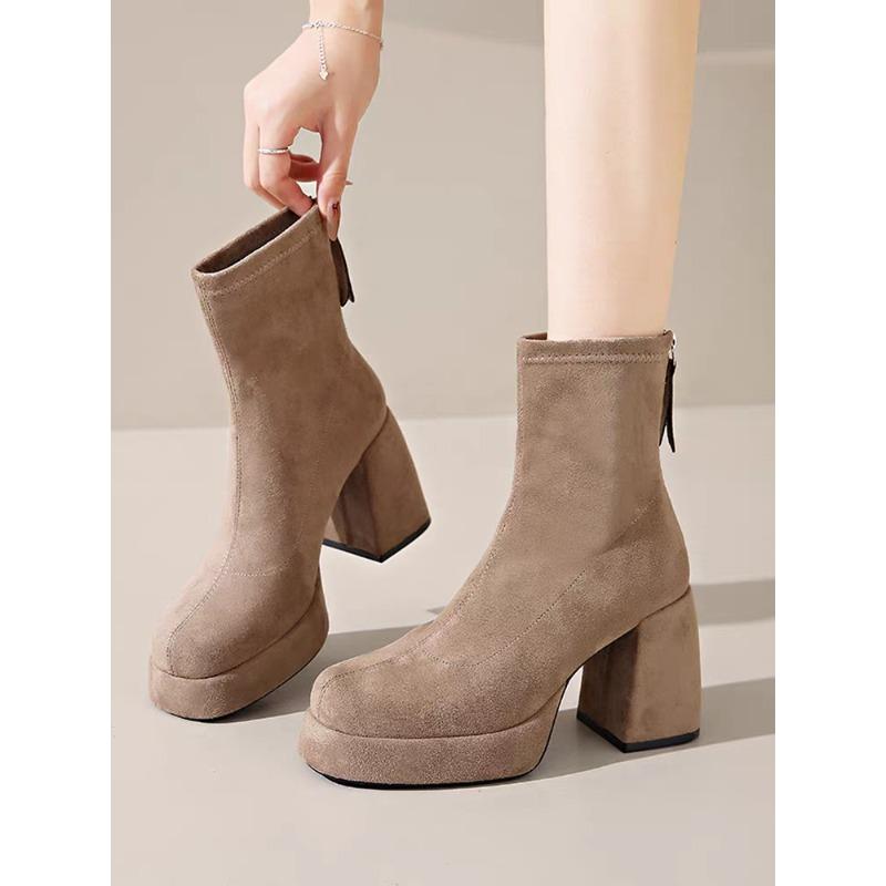 Fashion Small High Heel Stretch Skinny Boots Women 2025 Fall Winter New Block Heel Platform Platform Booties Fashion Boots