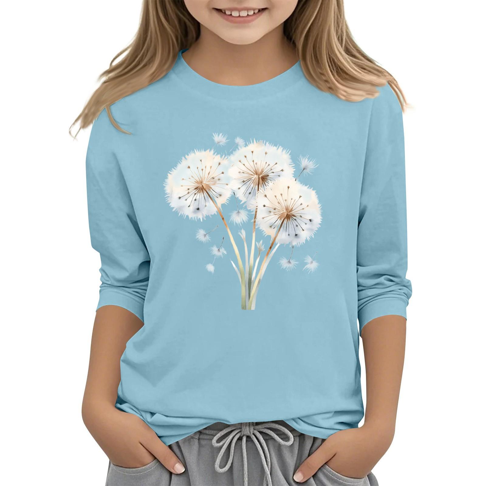 

Children s 3/4 Sleeve Round Neck Flowers Print Casual Top 140