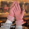 Plush gloves women's winter 2025 new versatile driving warm touch screen windproof cold finger riding gloves