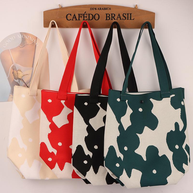 Korean Simple Knitted Shoulder Bag Chic Large Capacity Tote Bag Ladies Casual Handbag  Versatile Shoulder Bags