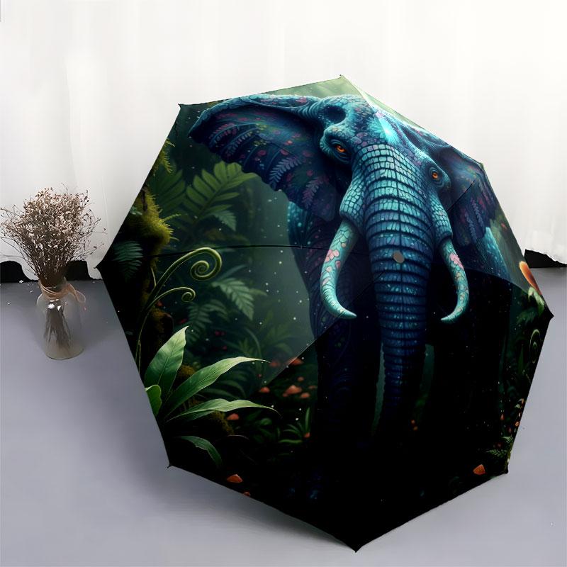 AnimalsElves Pattern Pattern New Style Umbrella, 1 Piece Automatic Folding Umbrella, Portable Travel Umbrella, Outdoor Umbrella, Birthday Gift