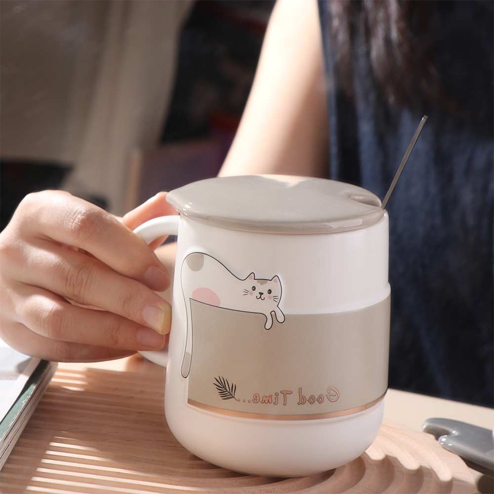 High Temperature Resistance Cat Ceramic Cup Decorative Tea Cup Cute Coffee Mug  Home Use