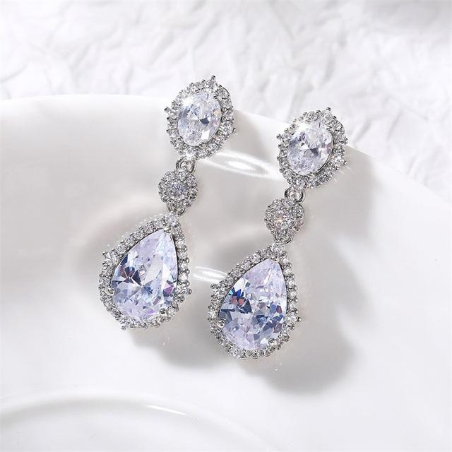 Dazzling Zirconia Drop Earrings Women Luxury Female Party Jewelry Gorgeous Wedding Accessories for Bridal Exquisite Gift
